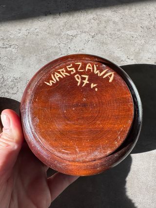 Scatola in legno intarsiato Polonia vintage