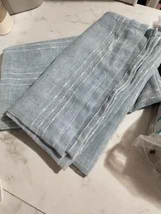 Tende celeste a righe bianche