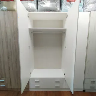 Armario 3 puertas blanco y madera