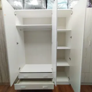 Armario 3 puertas blanco y madera