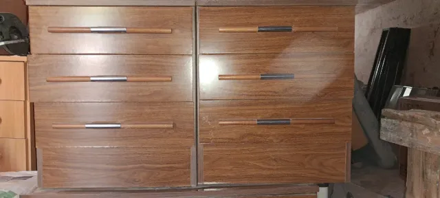 Cómoda y Mesita de Noche Madera y Metal