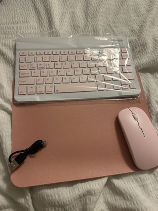 Teclado y Ratón Inalámbrico Rosa para tablet