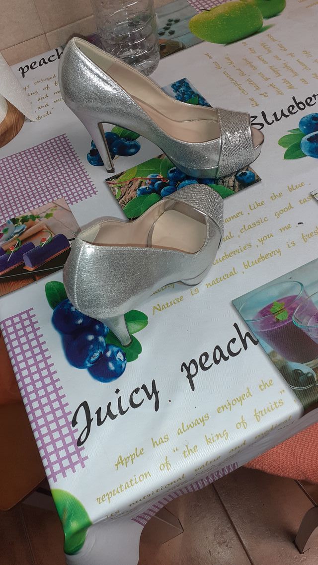 Zapatos de tacón plateados 12 cm