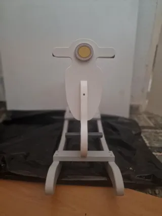 Balancín Moto Madera Blanco y Gris