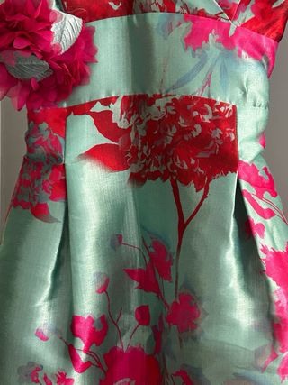 Vestido fiesta/ceremonia verde y rosa T.XL