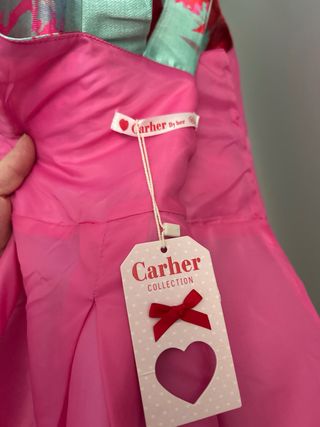 Vestido fiesta/ceremonia verde y rosa T.XL