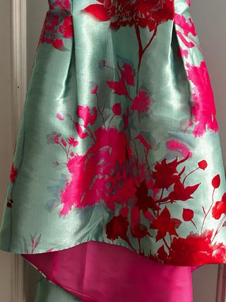 Vestido fiesta/ceremonia verde y rosa T.XL