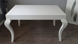 Mesa de salón extensible blanca lacada 140cm
