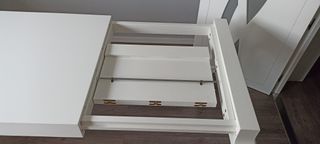 Mesa de salón extensible blanca lacada 140cm