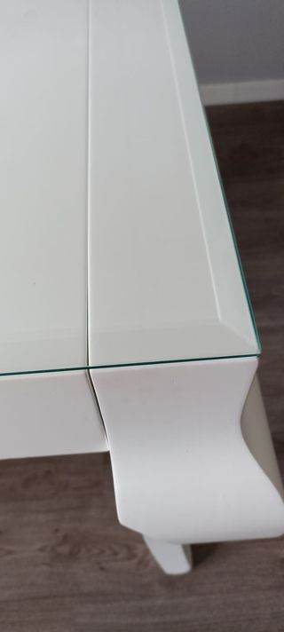 Mesa de salón extensible blanca lacada 140cm