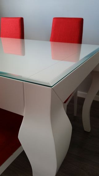 Mesa de salón extensible blanca lacada 140cm