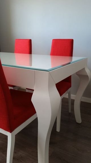 Mesa de salón extensible blanca lacada 140cm