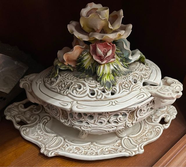 Sopera Decorativa Cerámica Flores