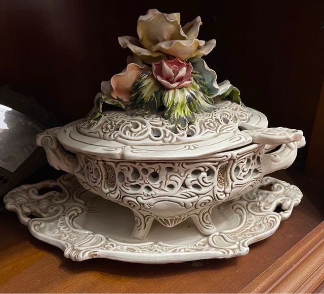 Sopera Decorativa Cerámica Flores