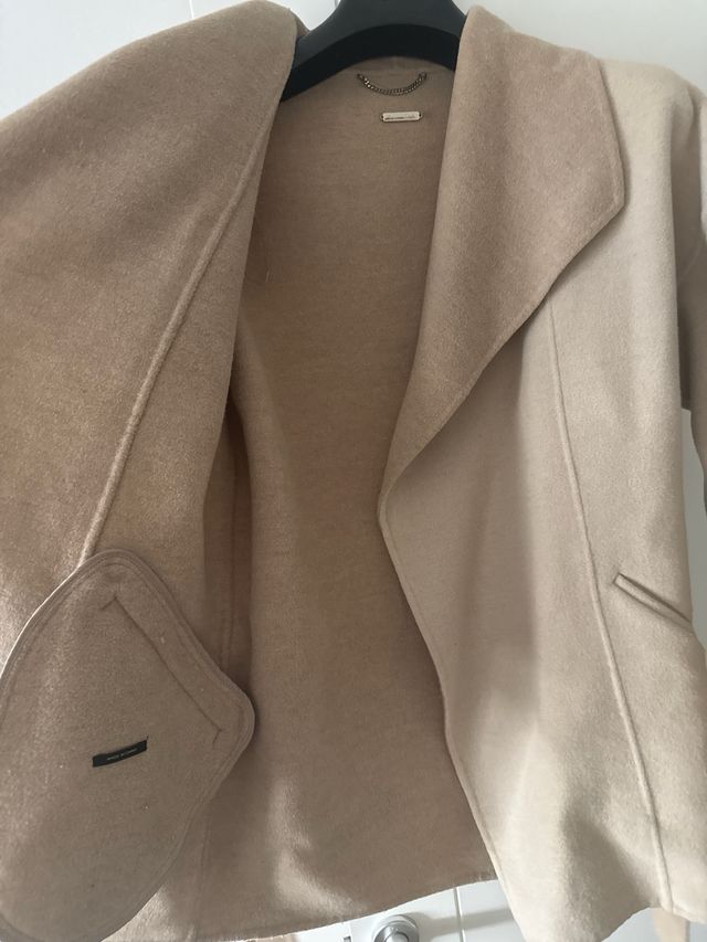 Abrigo lana Massimo Dutti Beige Talla S hand made