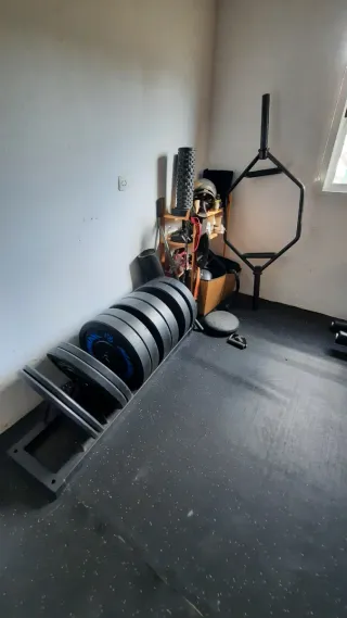 Equipo de gimnasio/gym: barras, discos, rack, etc