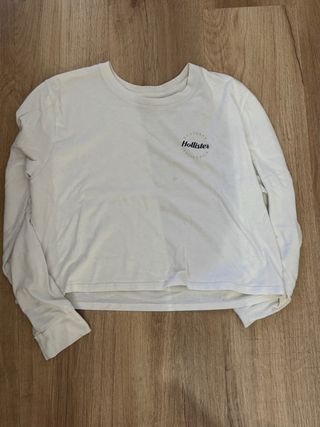 Camiseta Hollister manga larga blanca