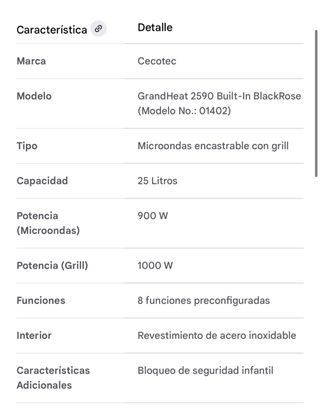 Microondas Cecotec Grandheat 2590 Negro brillo