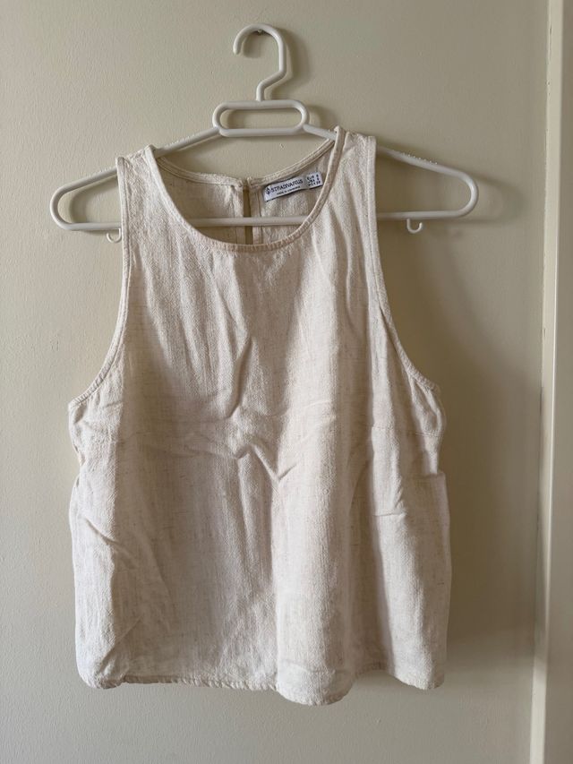 Camiseta sin mangas Stradivarius beige Talla S