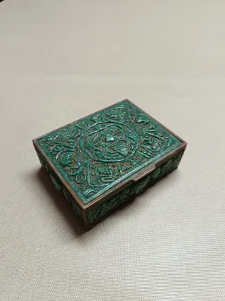 Caja Marmolina Verde Diseño Azteca