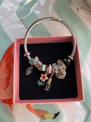 Pulsera abalorios acero y multicolor