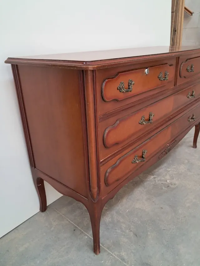 Comodino in legno con piano in marmo