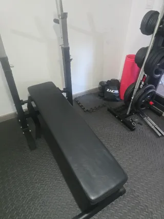 Banco de pesas y discos gimnasio