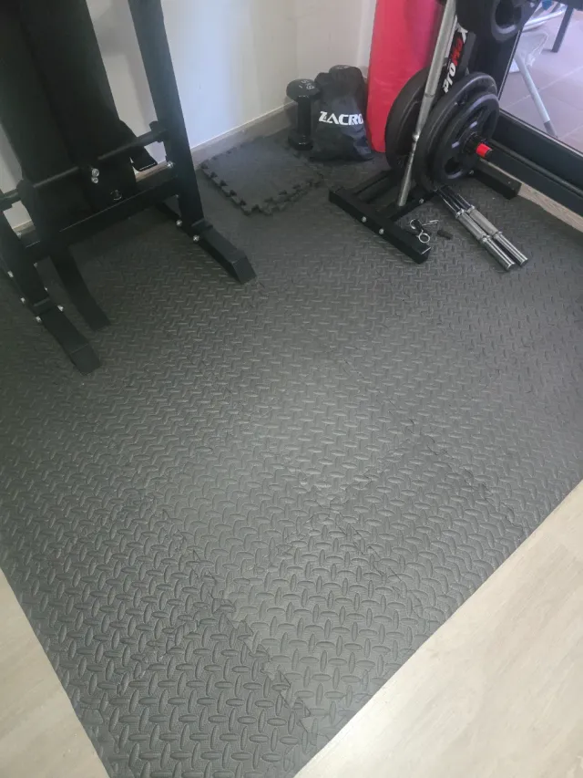 Banco de pesas y discos gimnasio