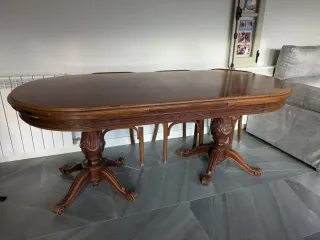 Mesa de comedor de madera maciza extensible