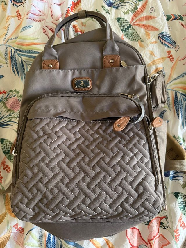 Mochila para carrito de bebé gris/beige