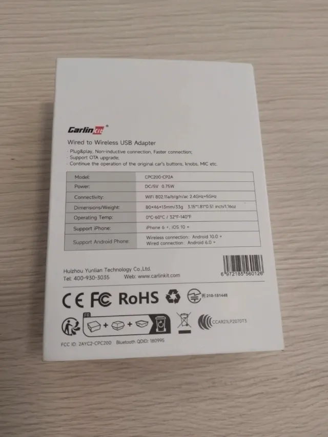 Adaptador Sem Fio CarlinKit CPC200-CP2A