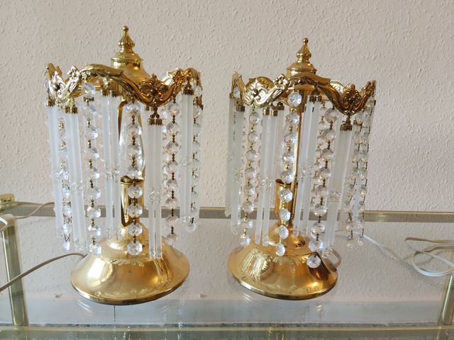 Lámparas Vintage Doradas Cristal (2 uds)