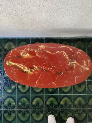 Mesita Ovalada S.XX Mármol y Metal