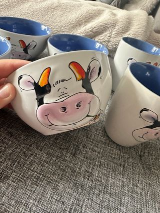 Lote Tazas y Cuencos Vaca Cerámica