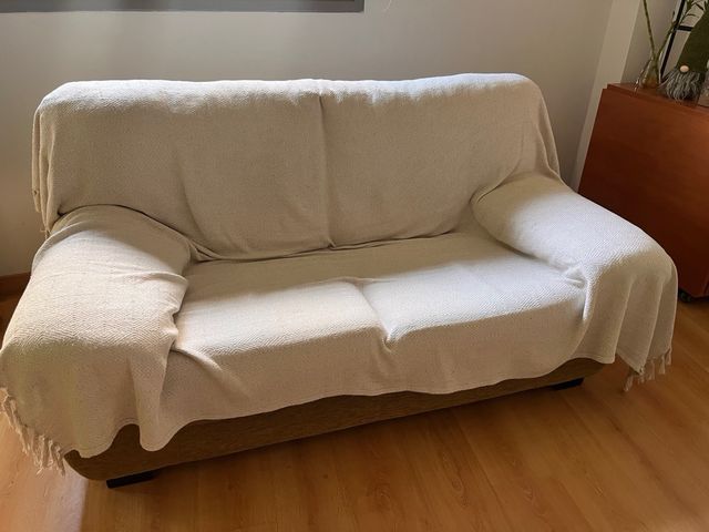 Sofá de 2 plazas en tela marrón