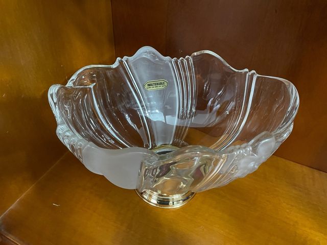 Bandeja Decorativa Cristal y Metal Dorada