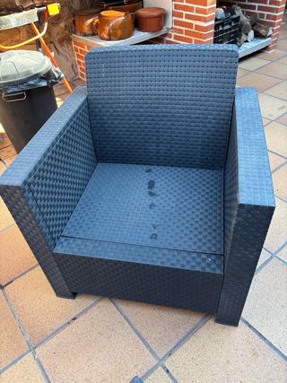 Conjunto Muebles Jardín Ratán Negro