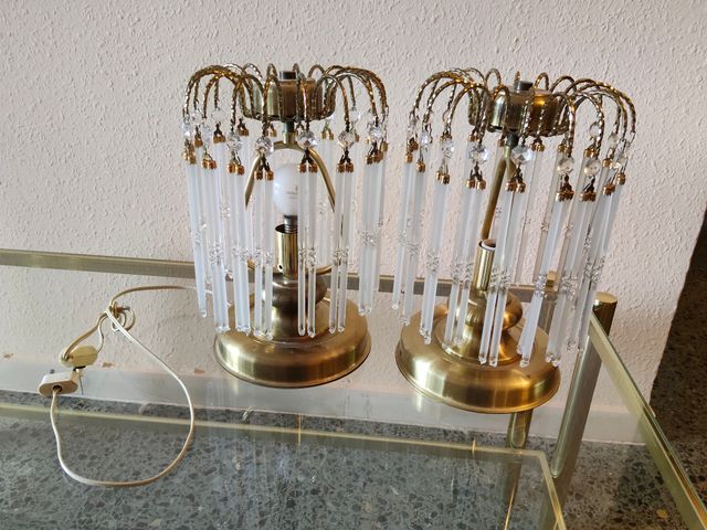 Lámparas Vintage Doradas Cristal (2 uds)