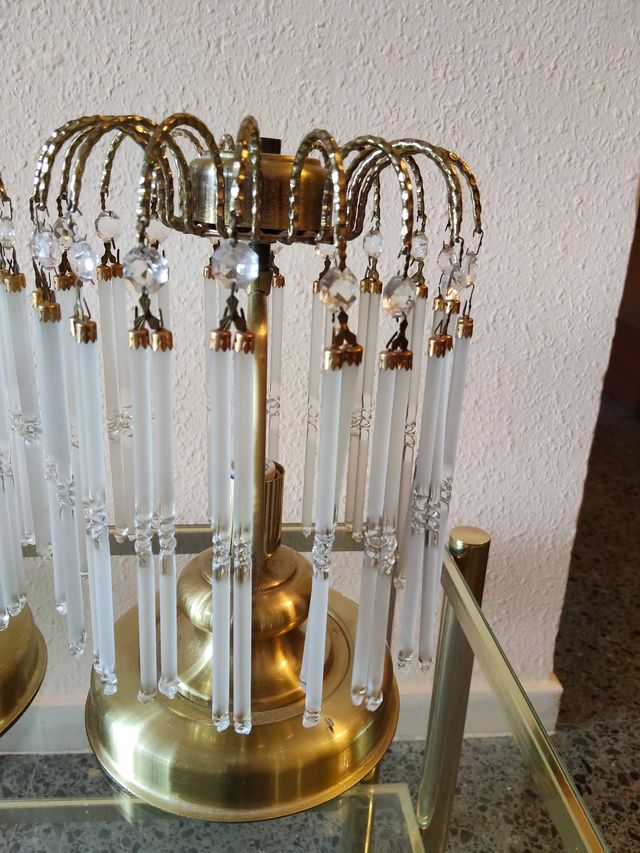 Lámparas Vintage Doradas Cristal (2 uds)