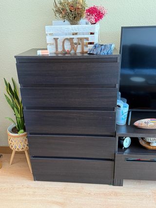 Conjunto Muebles Ikea Madera y Mimbre