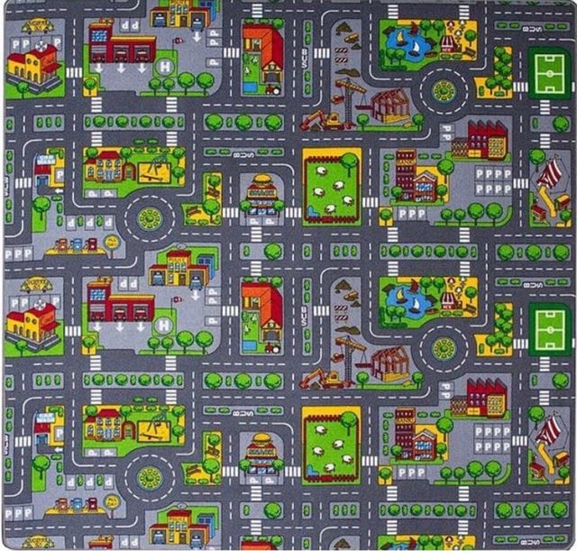 Alfombra infantil de juego con calles 200x200 cm