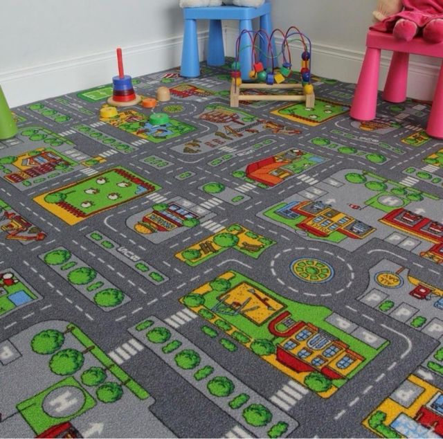 Alfombra infantil de juego con calles 200x200 cm