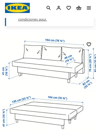 Sofá Cama Ikea Gris Tela