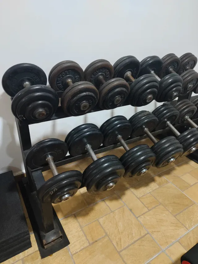 Rack Mancuernas con Banco Ajustable