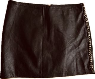 Falda mini piel negra Mango