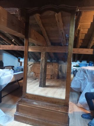 Espejo antiguo modista 3 piezas madera