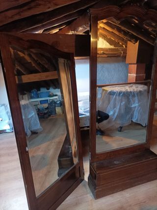 Espejo antiguo modista 3 piezas madera