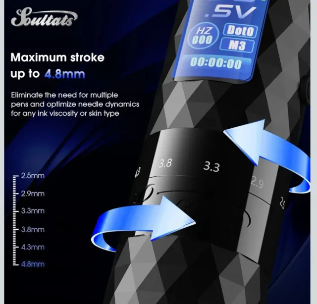 Kit Máquina Tatuar Soultats Completo Negro