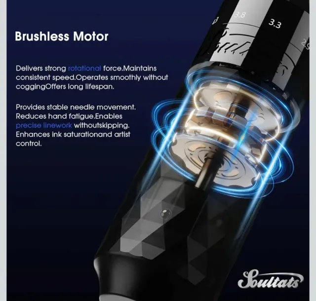 Kit Máquina Tatuar Soultats Completo Negro