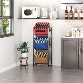 Scaffale 3 Scatole per Bevande in Metallo/Plastica